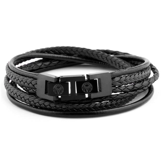 Black & Black Roy Leather Bracelet