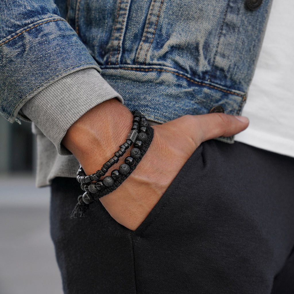 Black On Black Bracelet Set